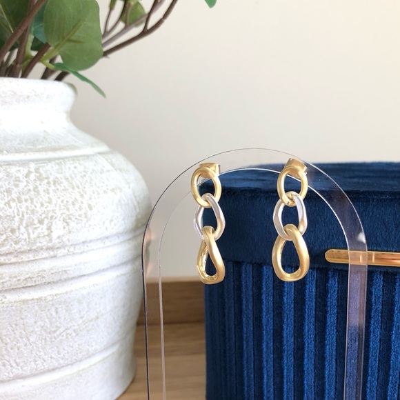 Lucky Brand Chain Link Earrings Gold and Silver - Picture 14 of 15